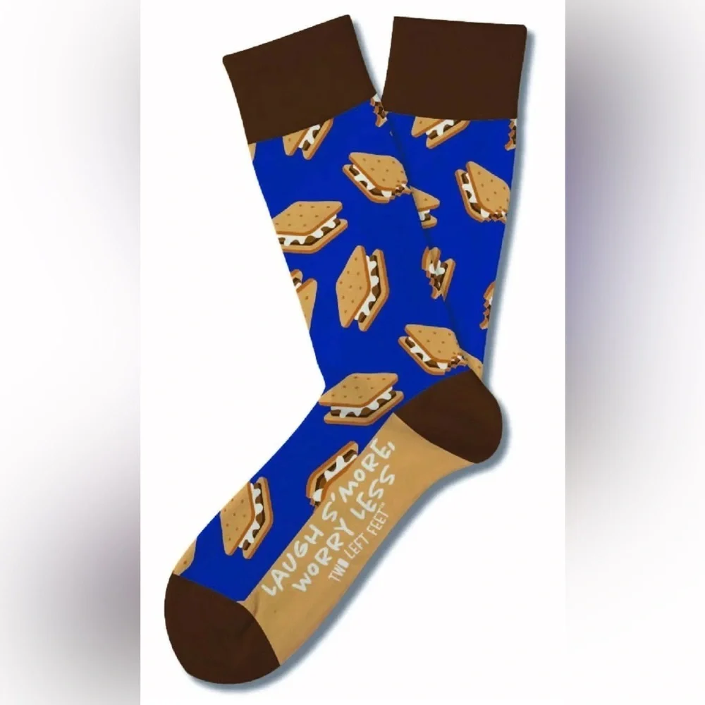 NWT TWO LEFT FEET, YO SOX. S’MORES, COUCH POTATO TROUSER SOCKS